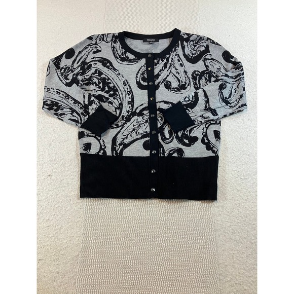 Premise Sweaters - Premise NWT Womens Grey Black Paisley Snap Front Lightweight Cardigan Sweater M